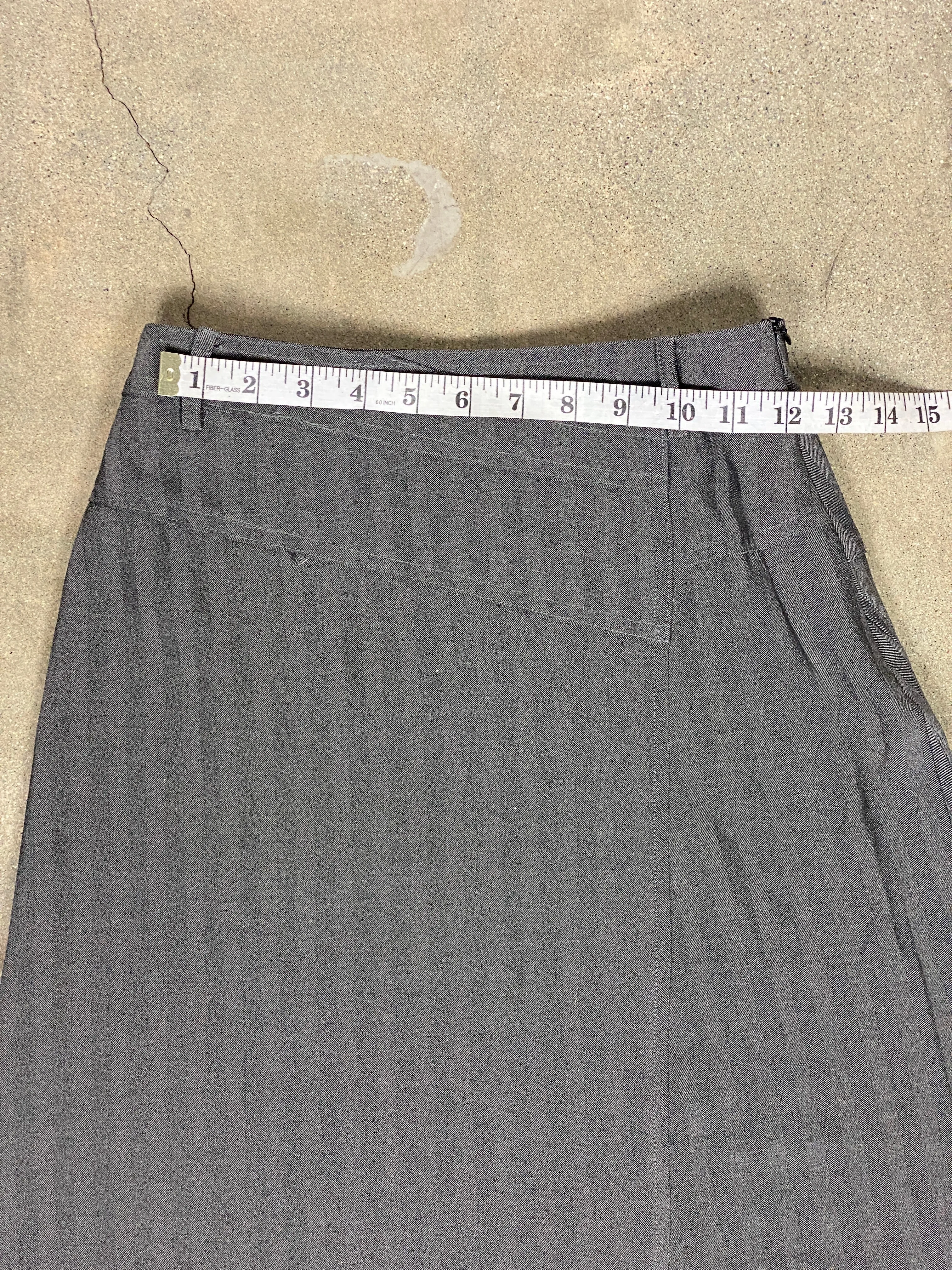 Gray Pinstripe Midi Skirt