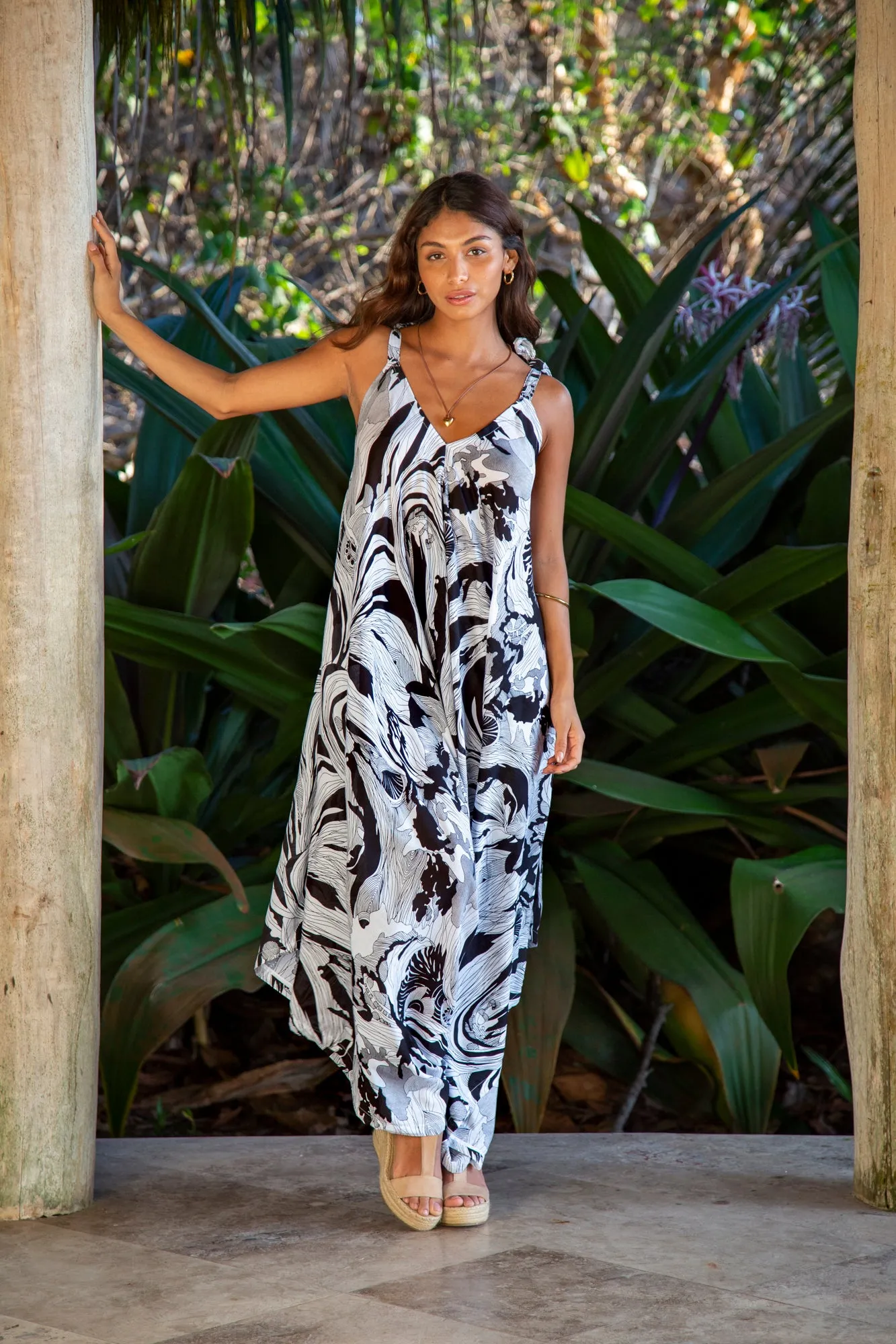 Gypsy Jumpsuit in Premium Black and White Abstract