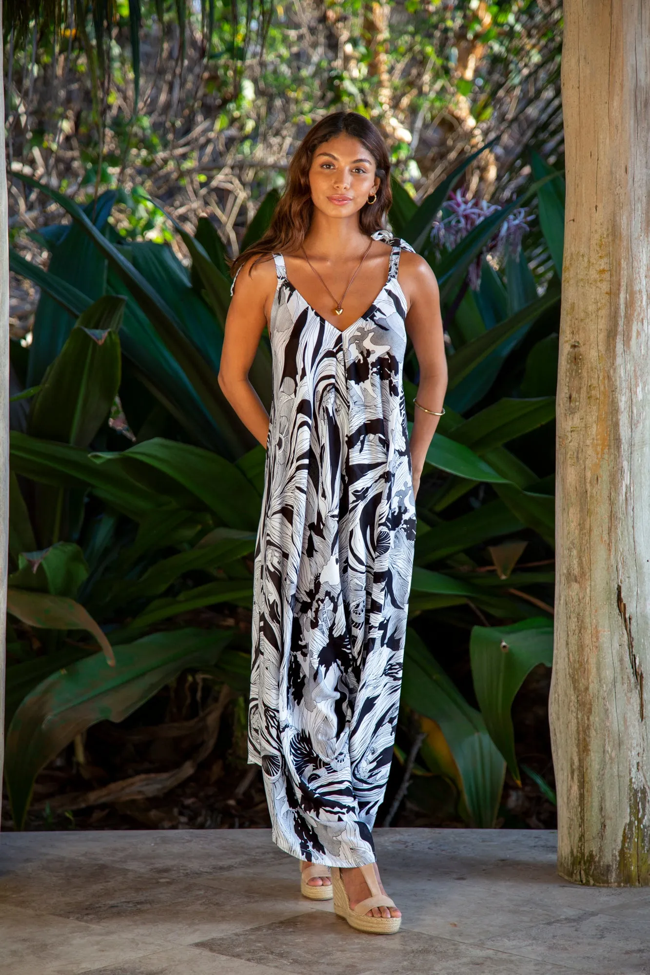 Gypsy Jumpsuit in Premium Black and White Abstract