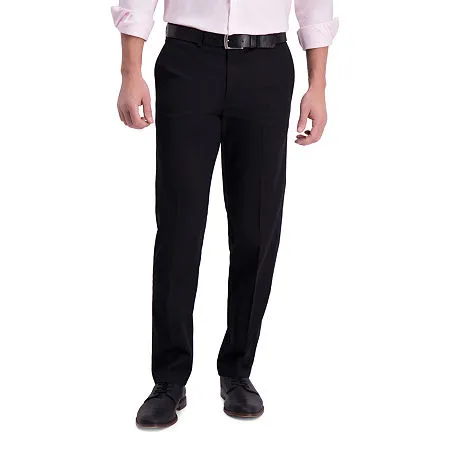Haggar Mens Straight fit Dress Pants 32 / 32 Black Solid Stretch