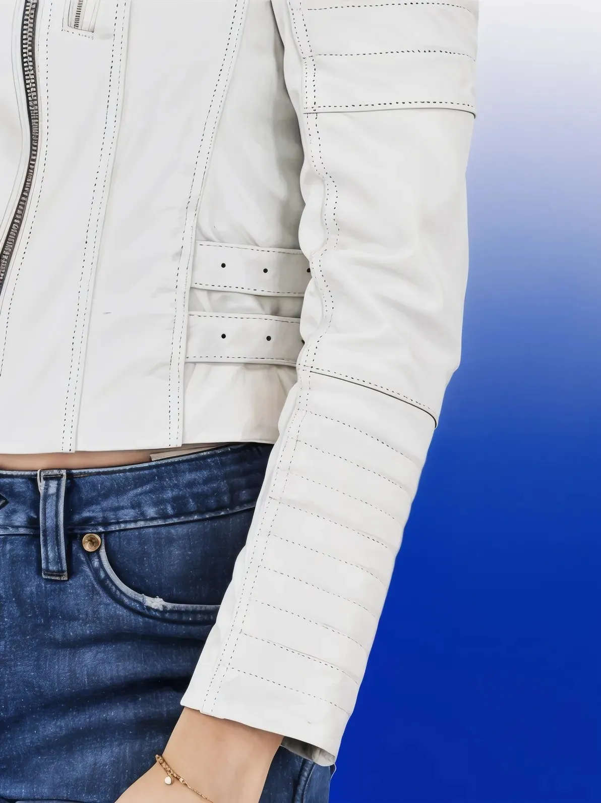 Handcrafted Women's Sheepskin Leather Biker Jacket – Premium Biker Style White