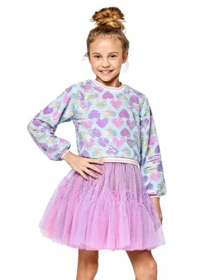 Heart print sequin top dress