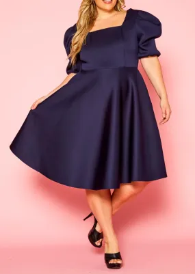 HI Curvy Plus Size Women Golden Flare Midi Dress