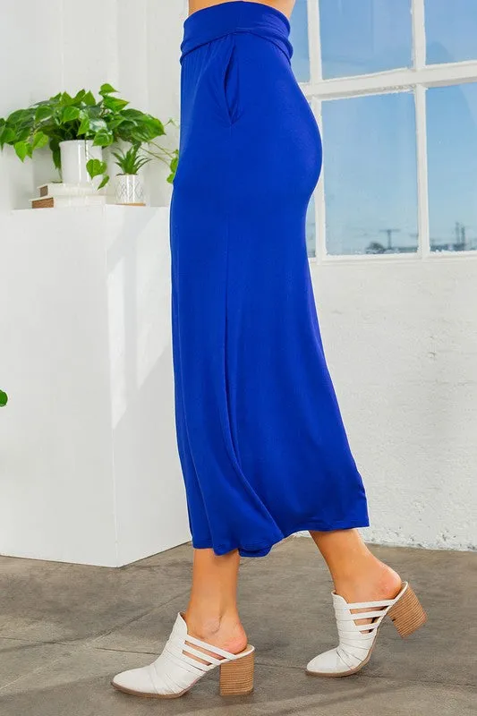 High Waist Jersey Skirt with Side Pockets