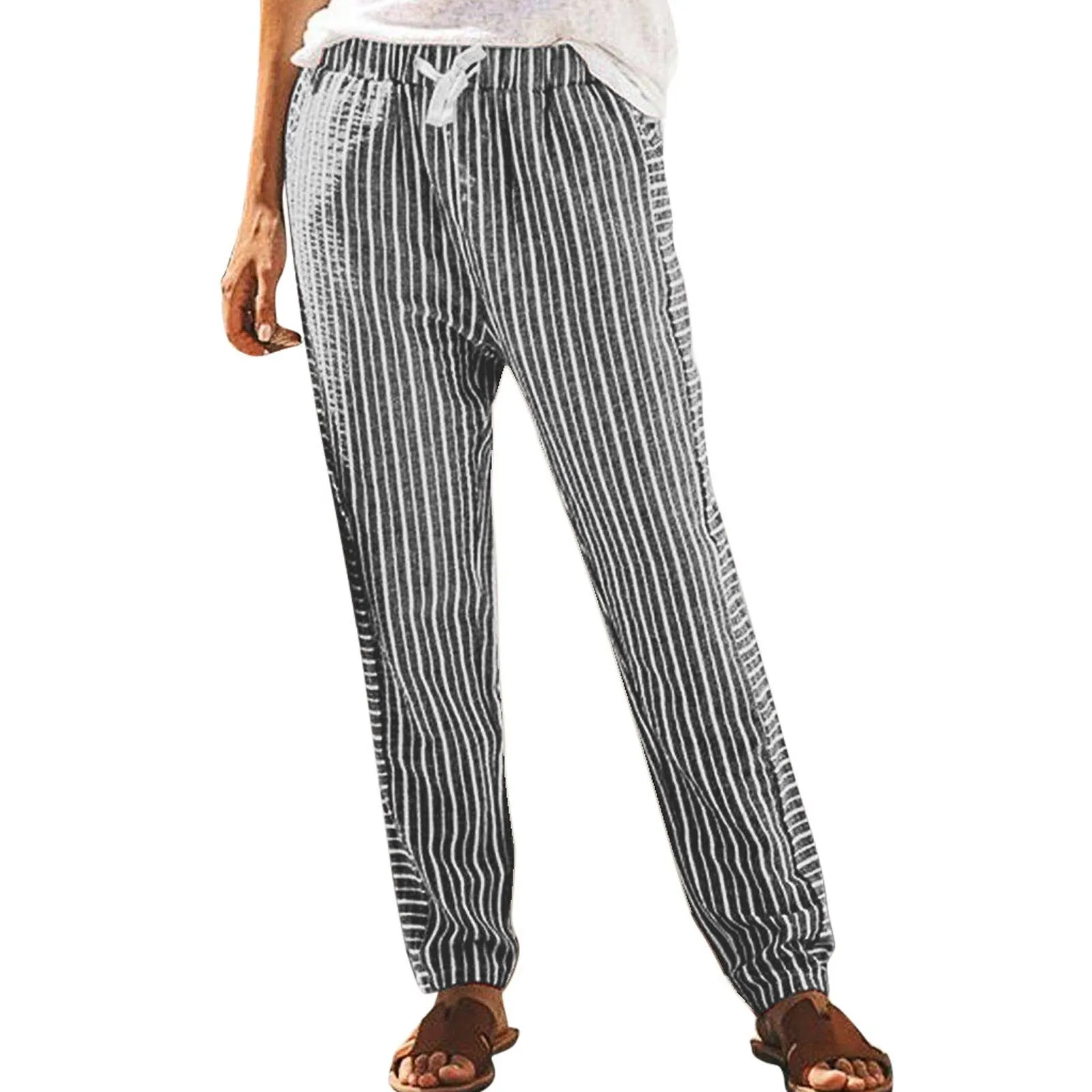 High Waist Long Striped Pants