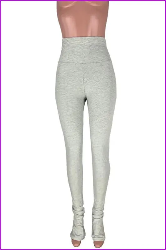 High Waist Pure Color Bottom Skinny Stacked LeggingDE919
