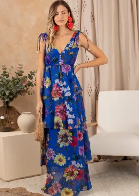 Hope & Ivy The Lydia V-Neck Tiered Ruffle Skirt Maxi