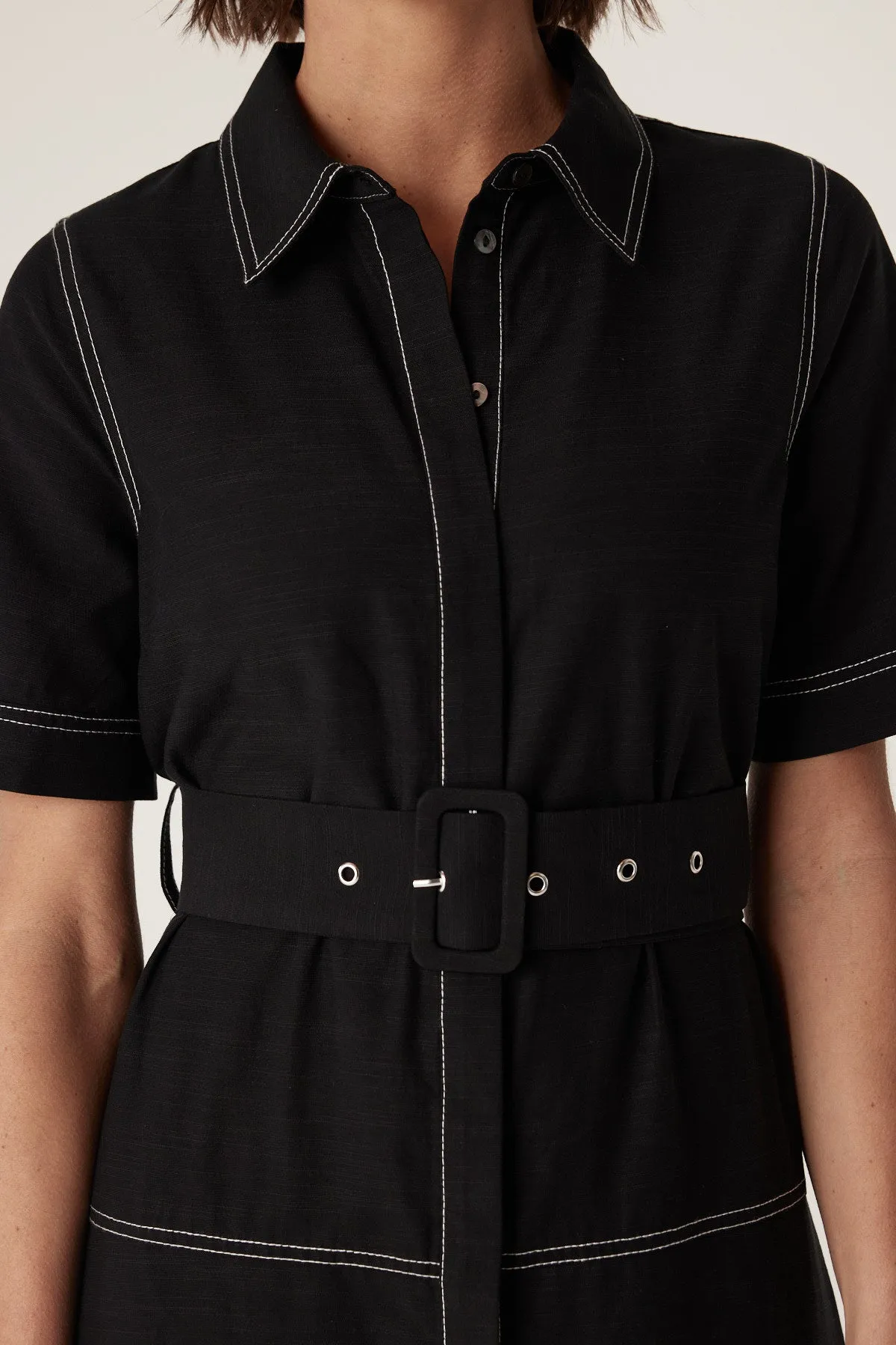 Isla Shirt Dress - Black