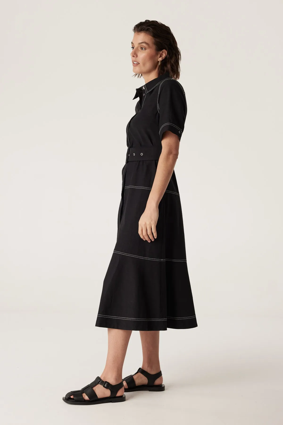 Isla Shirt Dress - Black