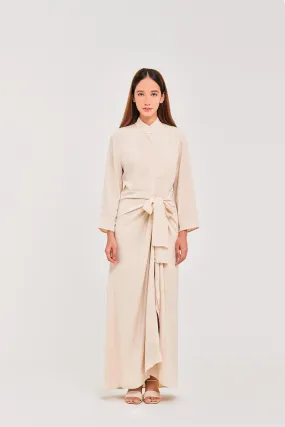 Ivory Buttoned Wrap Dress