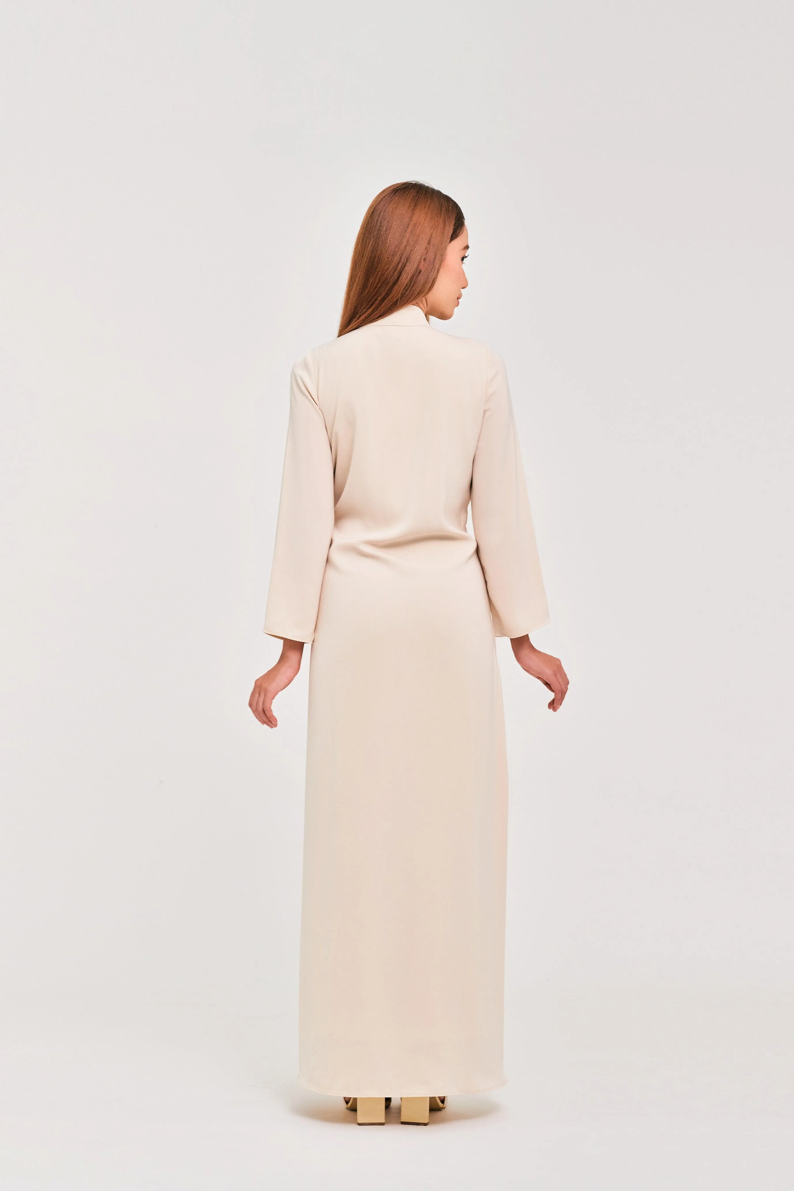 Ivory Buttoned Wrap Dress