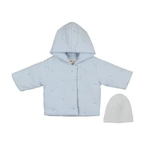 jacket quilted heart with hat - blue