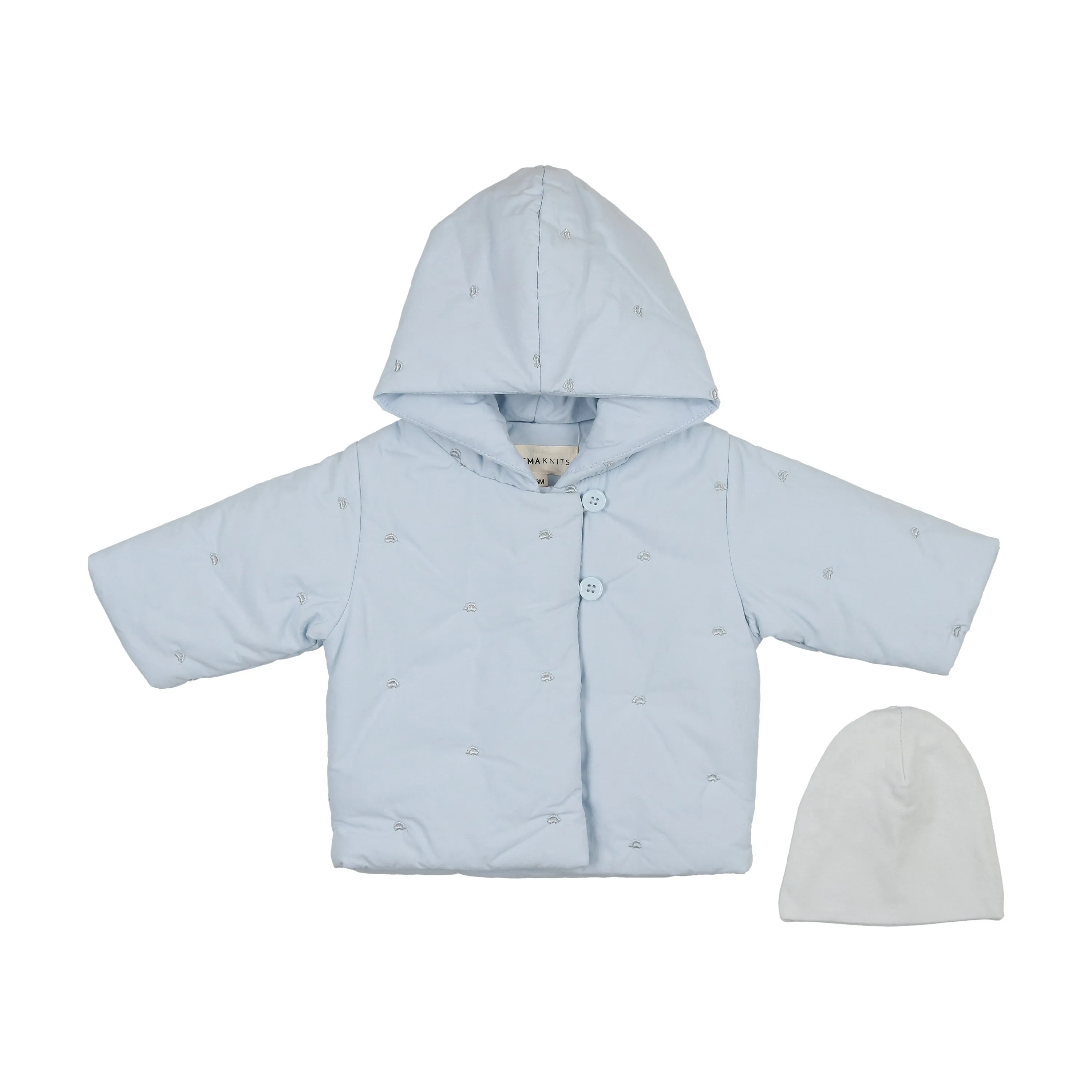 jacket quilted heart with hat - blue