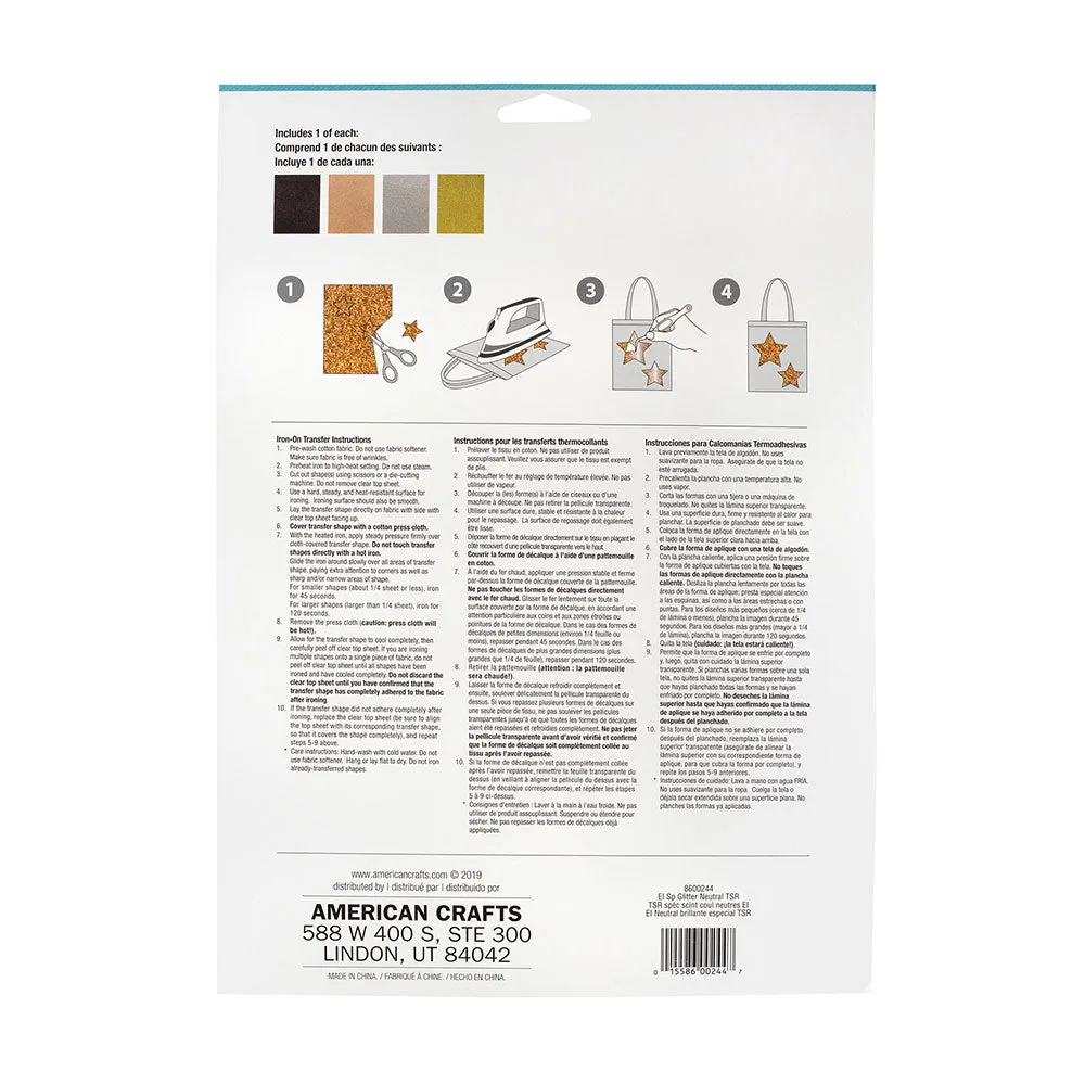 Jolee's Easy Image Iron-On Transfer Sheets 8.5"X11" 4 pack - Glitter Neutral*