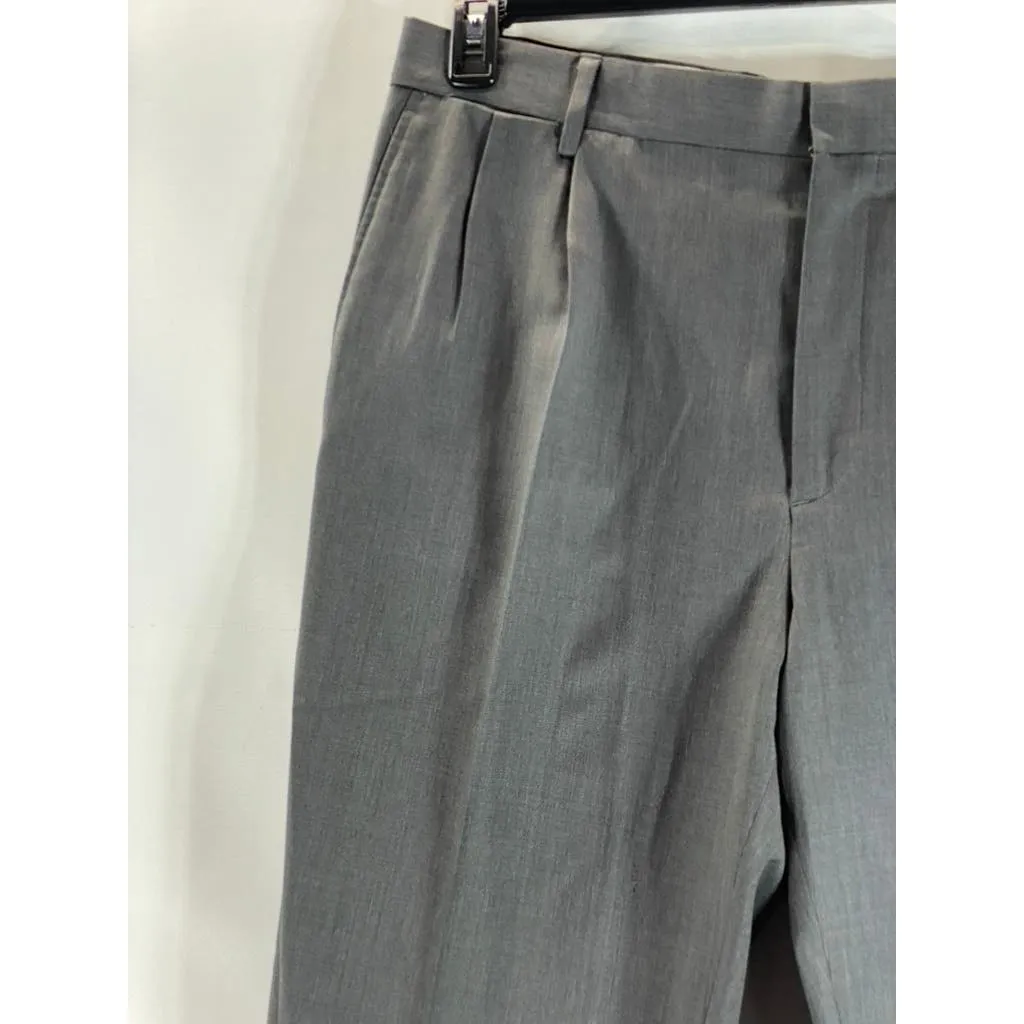 LANDS' END Men's Charcoal Traditional-Fit Pleated Wool Dress Pants SZ 364