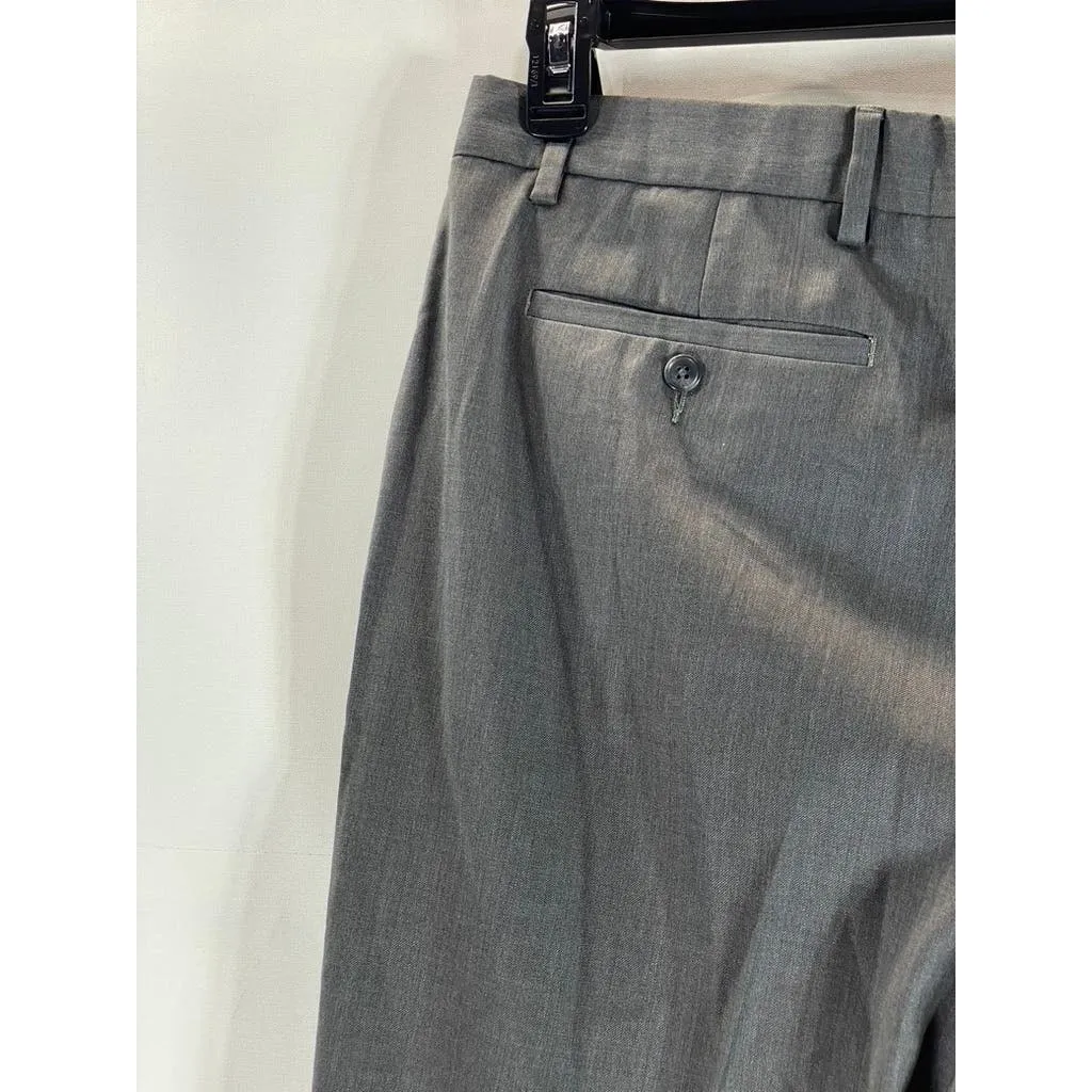 LANDS' END Men's Charcoal Traditional-Fit Pleated Wool Dress Pants SZ 364
