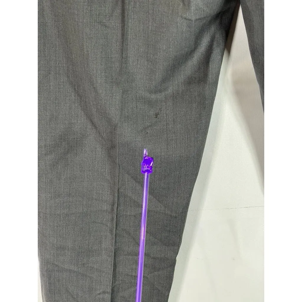 LANDS' END Men's Charcoal Traditional-Fit Pleated Wool Dress Pants SZ 364