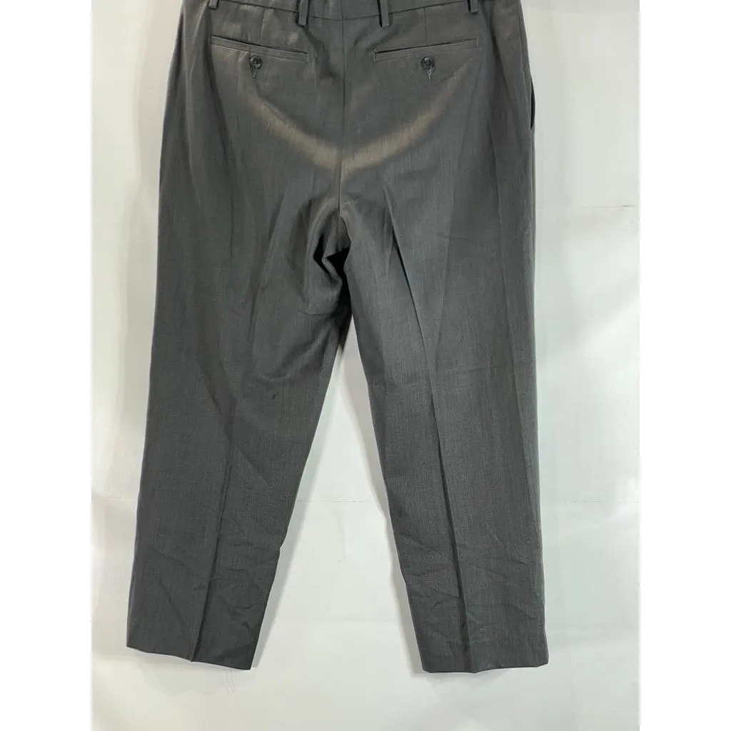 LANDS' END Men's Charcoal Traditional-Fit Pleated Wool Dress Pants SZ 364