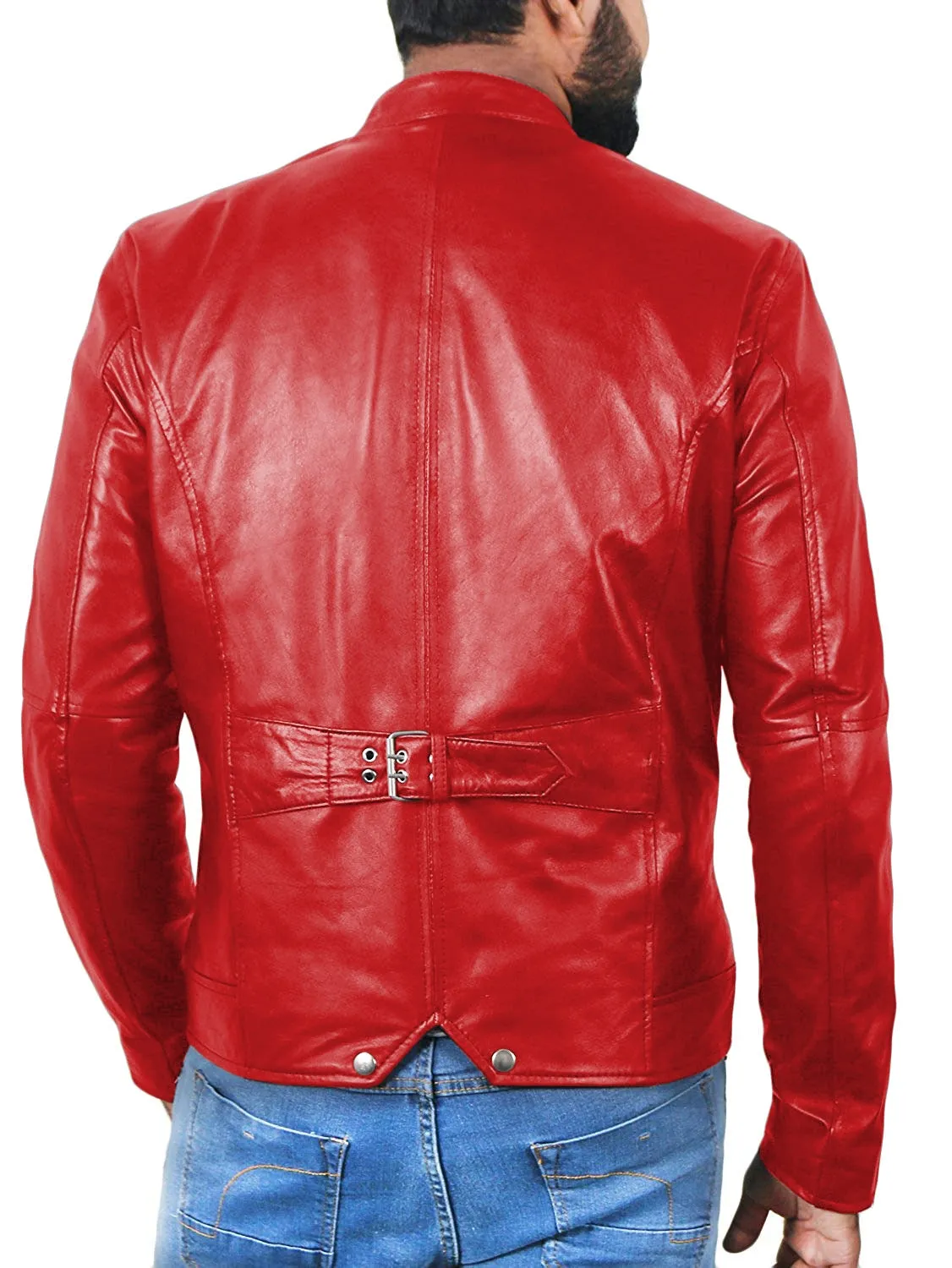 Leather Jackets Hub Mens Genuine Lambskin Leather Jacket (Black, Racer Jacket) - 1501007