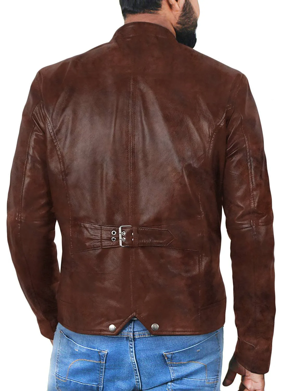 Leather Jackets Hub Mens Genuine Lambskin Leather Jacket (Black, Racer Jacket) - 1501007