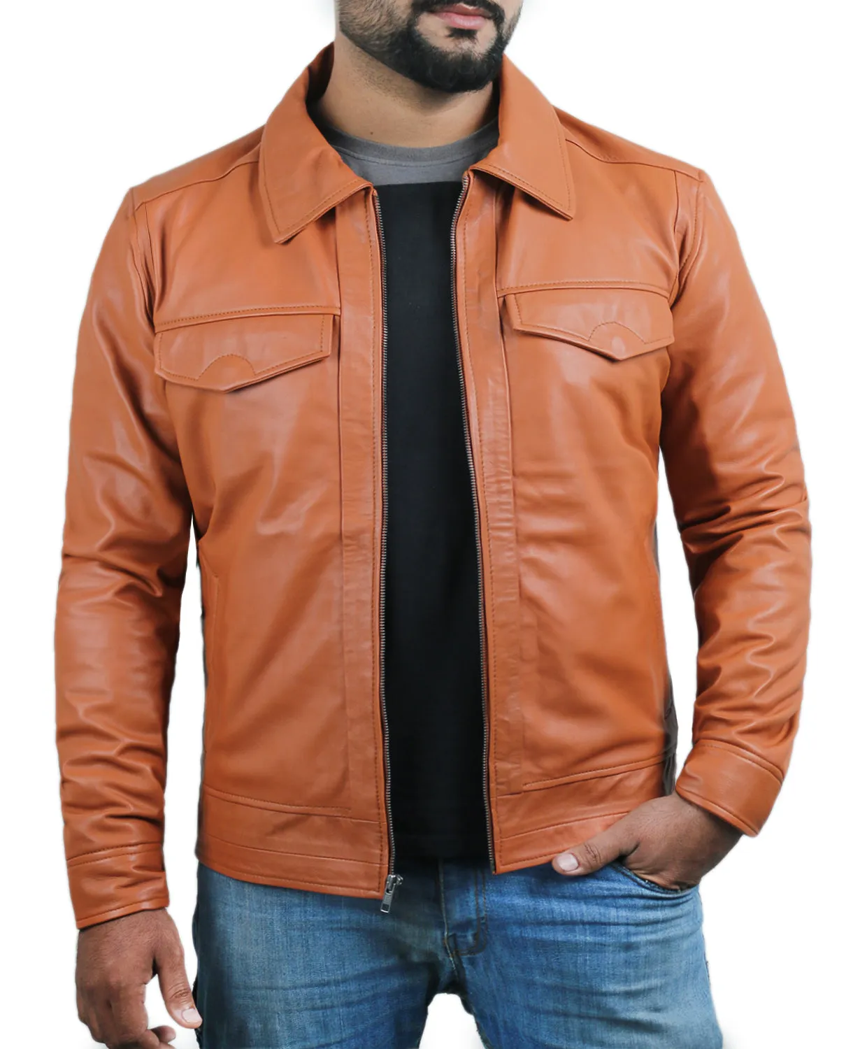 Leather Jackets Hub Mens Genuine Lambskin Leather Jacket (Black, Regal Jacket) - 1501085