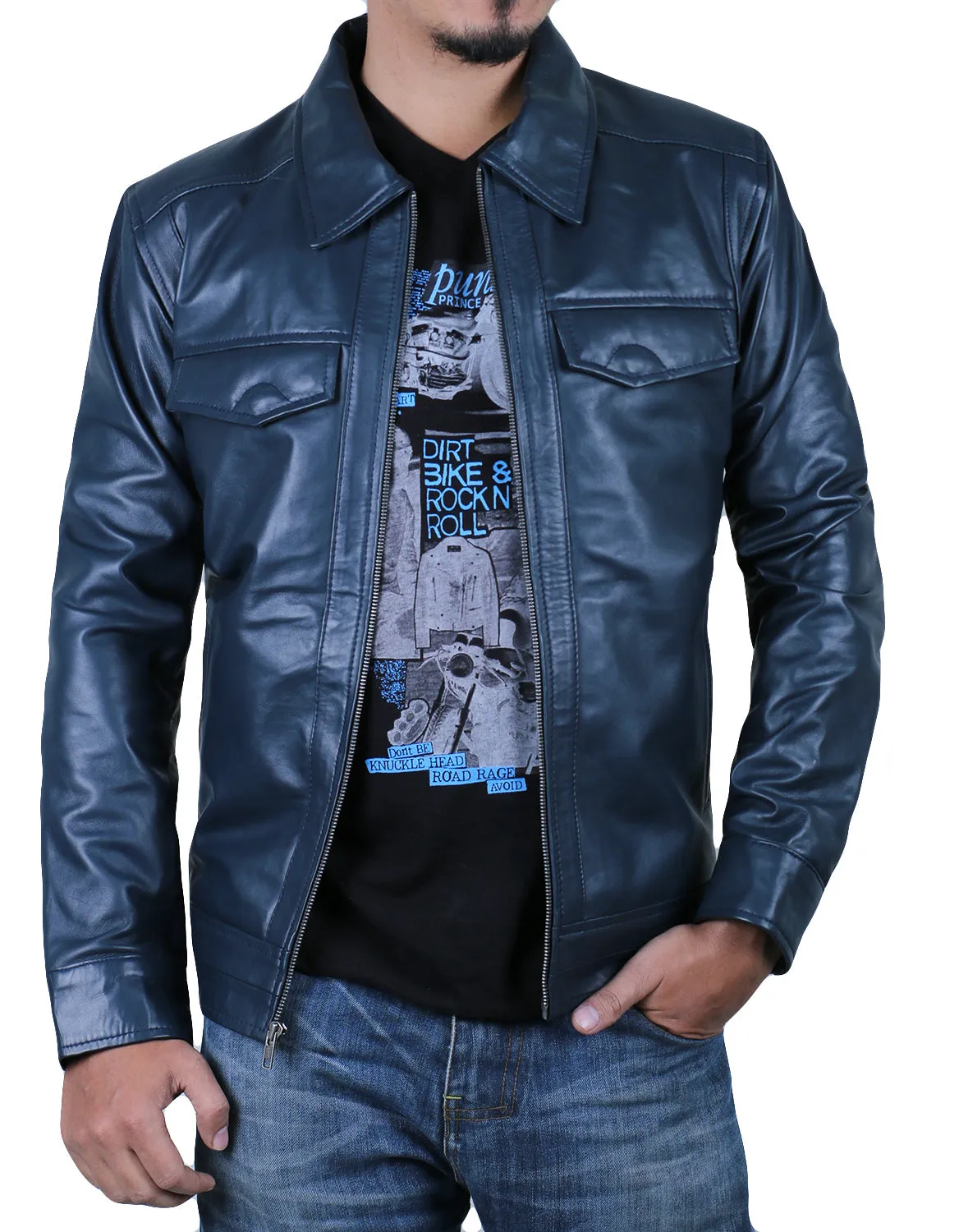 Leather Jackets Hub Mens Genuine Lambskin Leather Jacket (Black, Regal Jacket) - 1501085
