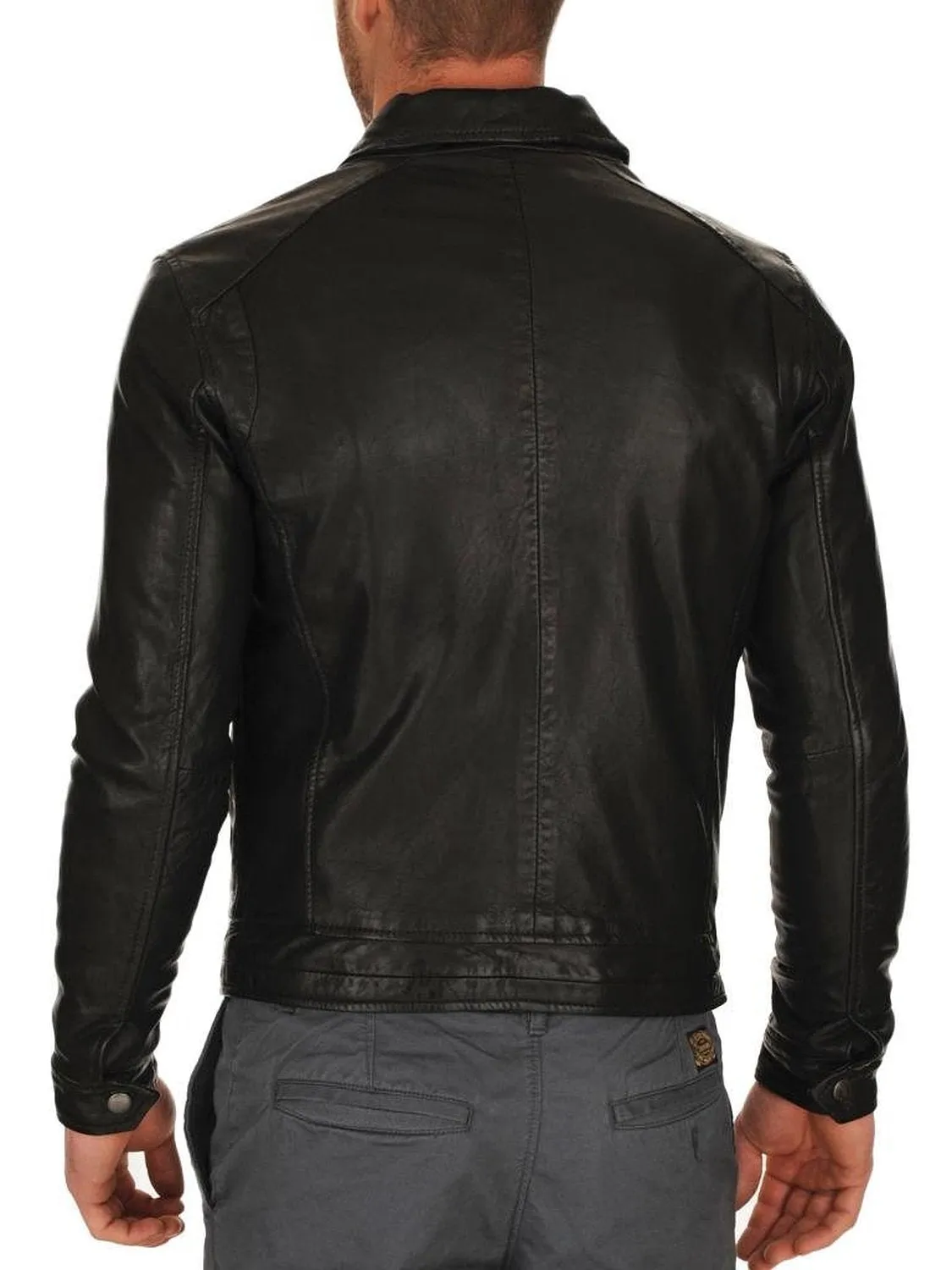 Leather Jackets Hub Mens Genuine Lambskin Leather Jacket (Black, Regal Jacket) - 1501085