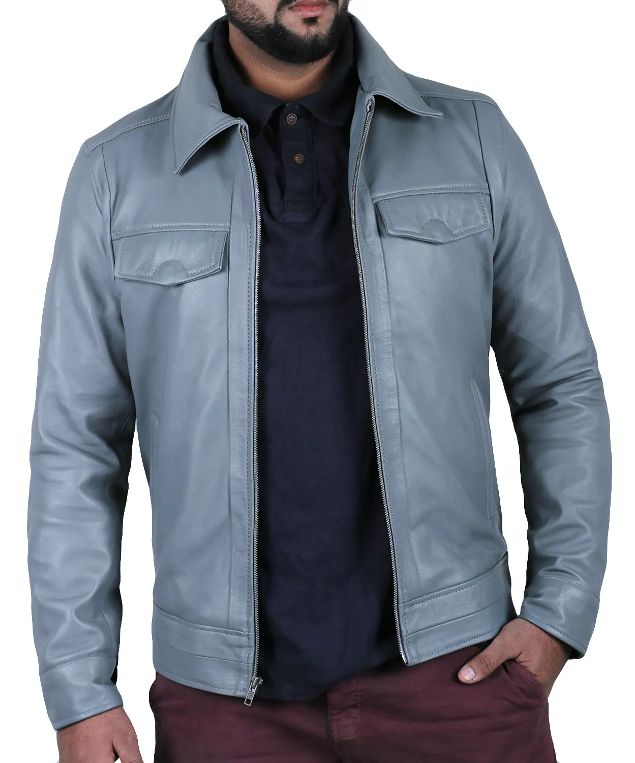 Leather Jackets Hub Mens Genuine Lambskin Leather Jacket (Black, Regal Jacket) - 1501085