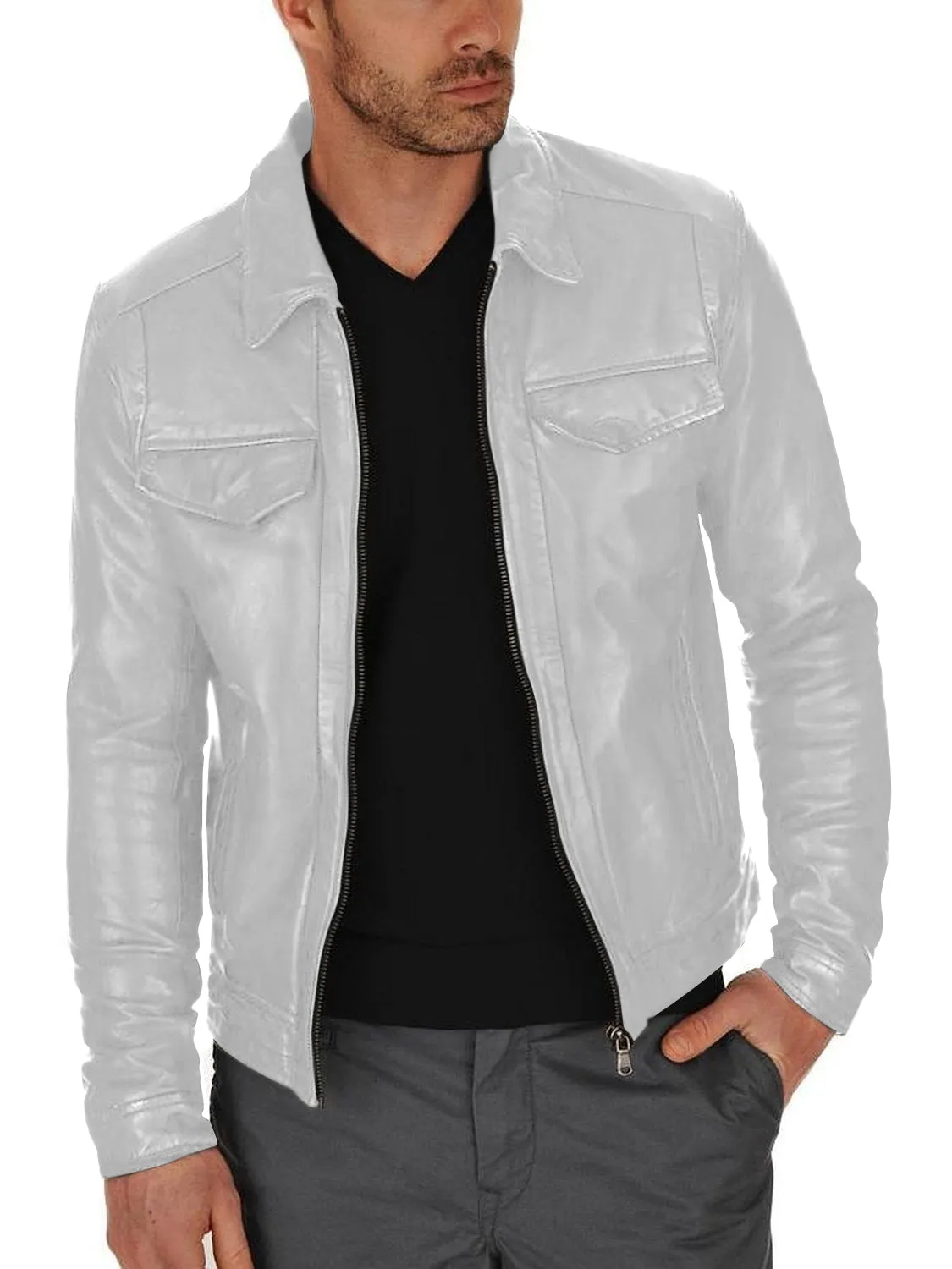 Leather Jackets Hub Mens Genuine Lambskin Leather Jacket (Black, Regal Jacket) - 1501085