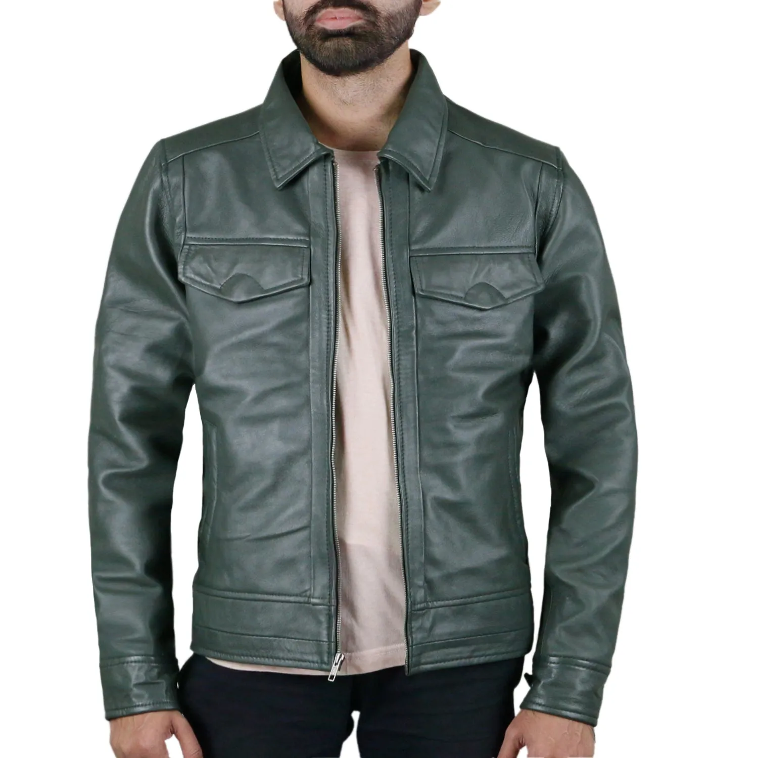 Leather Jackets Hub Mens Genuine Lambskin Leather Jacket (Black, Regal Jacket) - 1501085