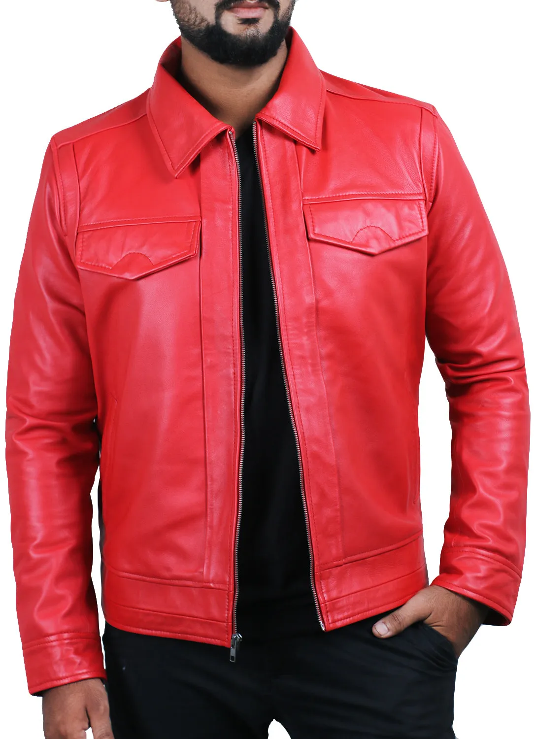 Leather Jackets Hub Mens Genuine Lambskin Leather Jacket (Black, Regal Jacket) - 1501085