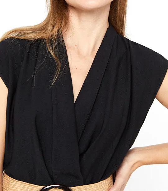 Long Jumpsuit with Belt Black