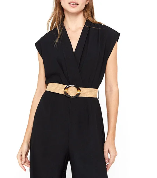 Long Jumpsuit with Belt Black