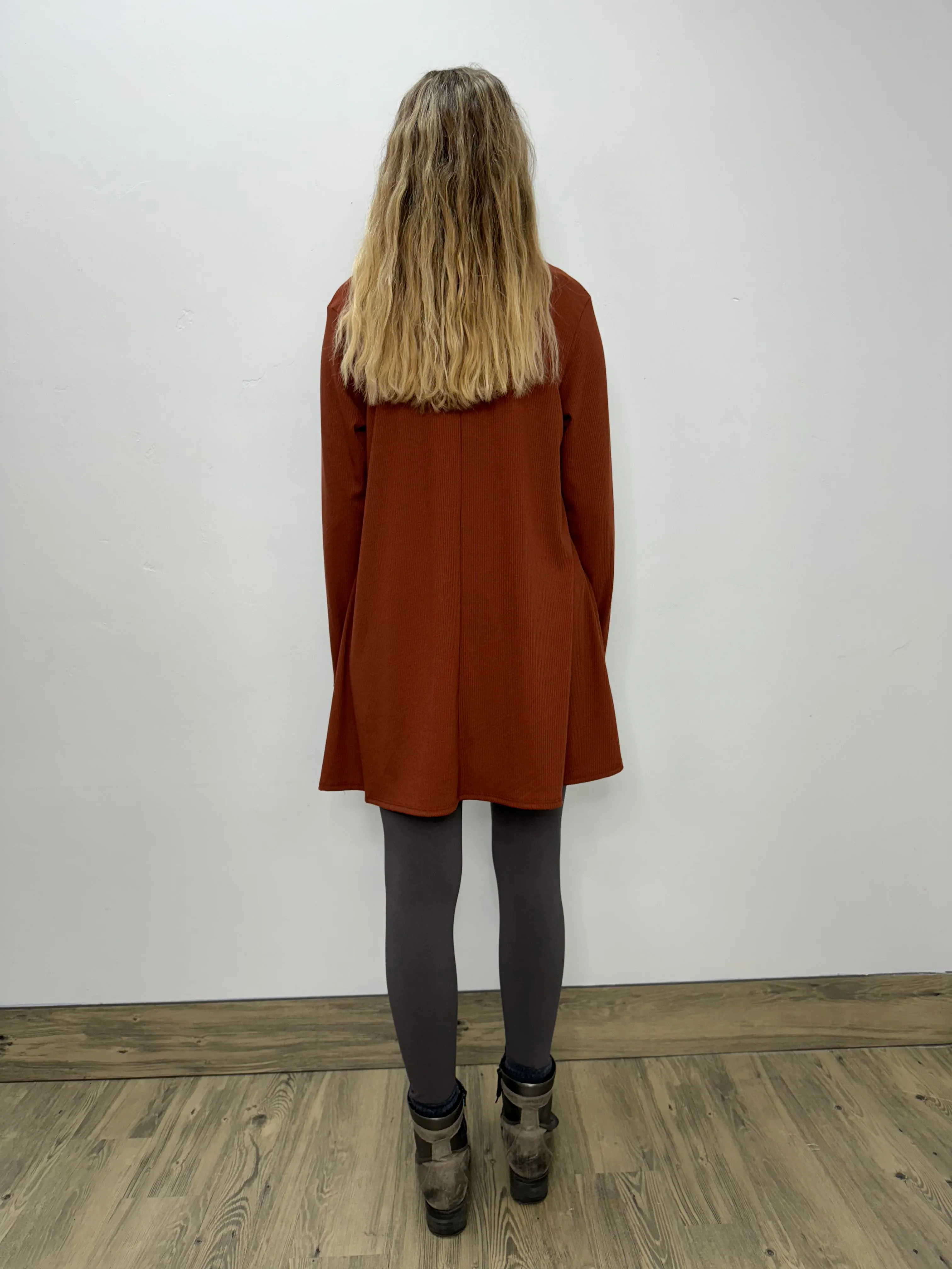 Long Sleeve Basic A-Line Tunic - Spicy Chai