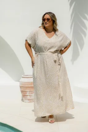 Long Summer Dress - Neutral Leopard