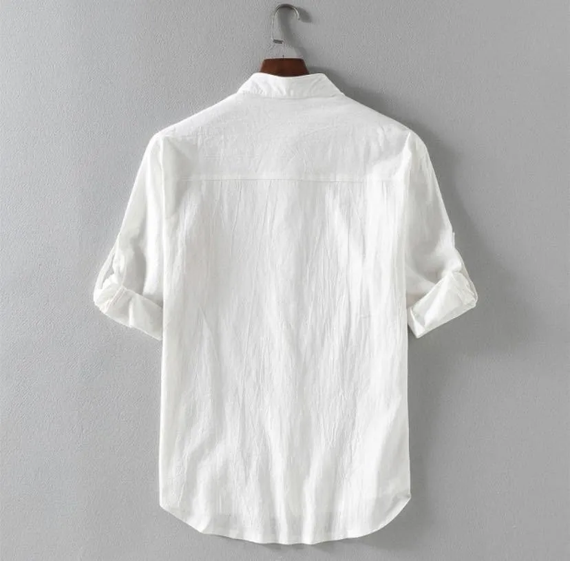 Loose Shirts Men's Linen Stand Collar Loose Shirt