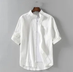 Loose Shirts Men's Linen Stand Collar Loose Shirt