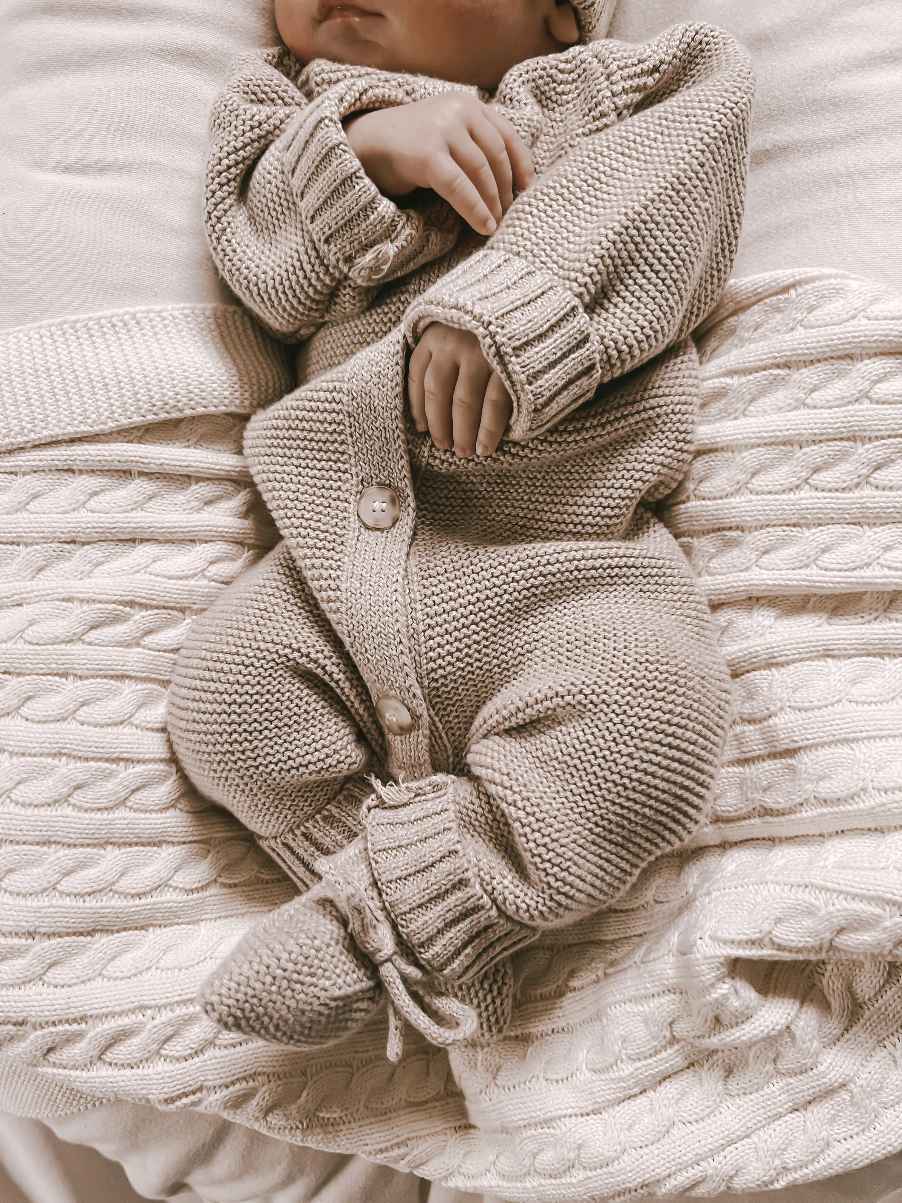 Luna   Luca Classic Purl Knit Jumpsuit - Heather Beige