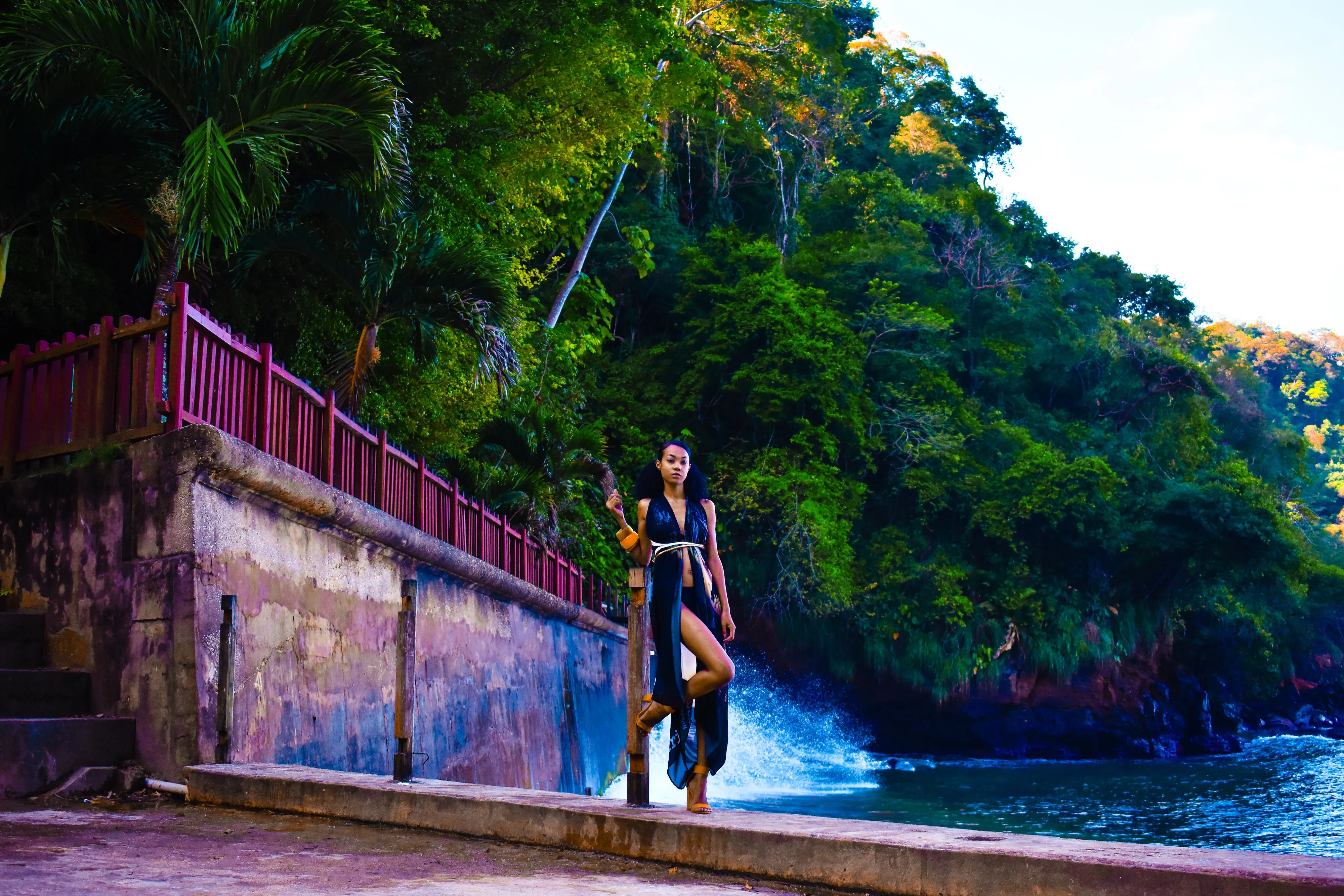 Macqueripe Bay Selfie Silhouettes Destination Wrap Dress