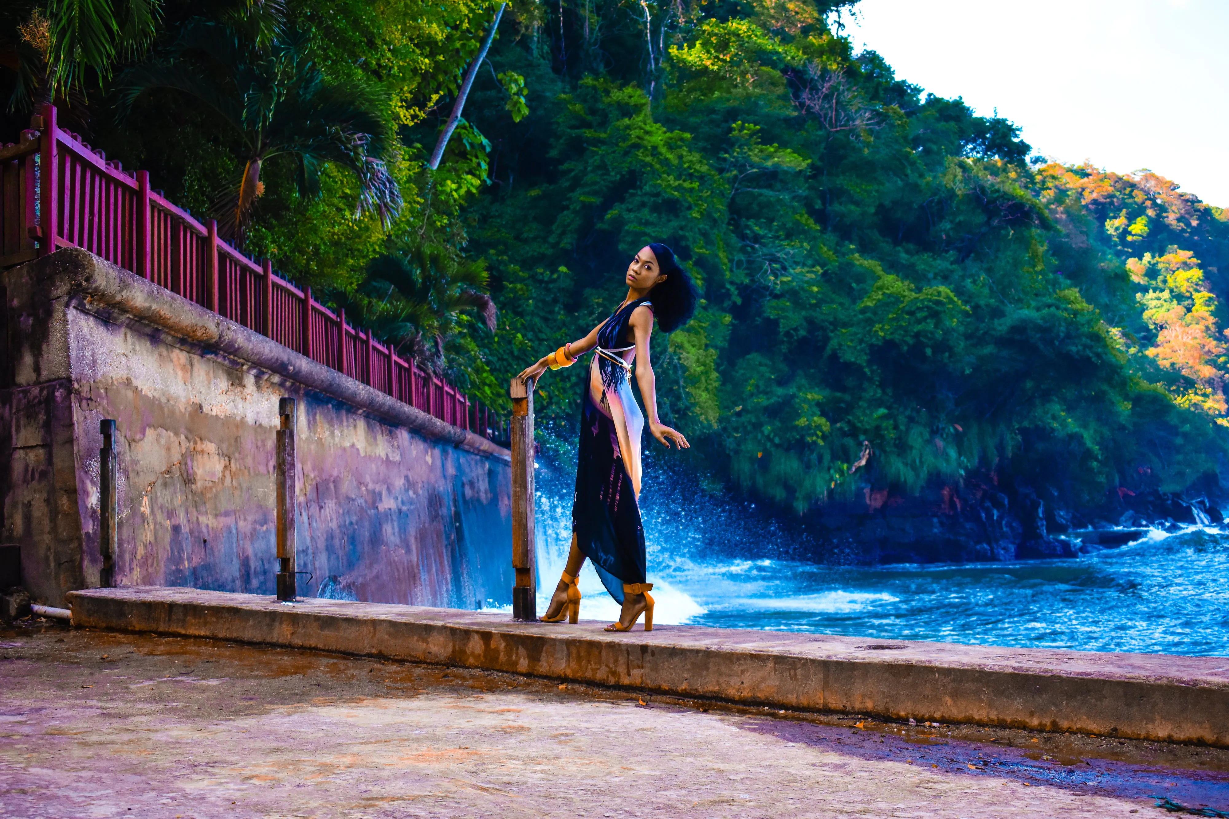Macqueripe Bay Selfie Silhouettes Destination Wrap Dress