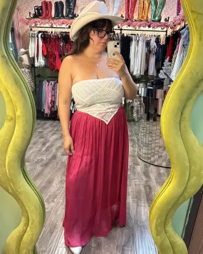 Magenta Plisse Maxi Skirt