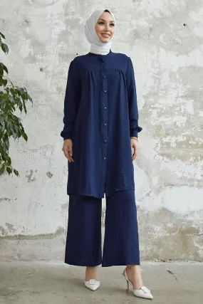 MDS Women Arfa Ayrobin Buttoned Casual Suit - Dark Blue - Kirkland