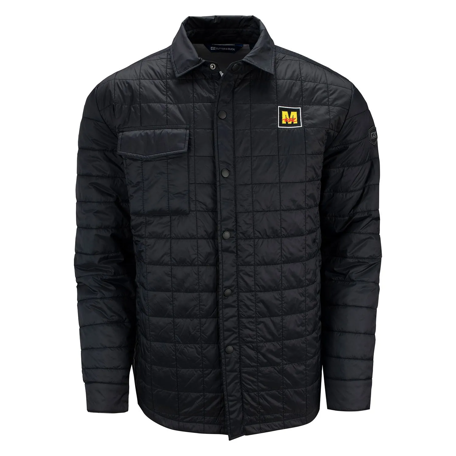 Mecum Embroidered Black Insulated Quilted Shirt Jacket