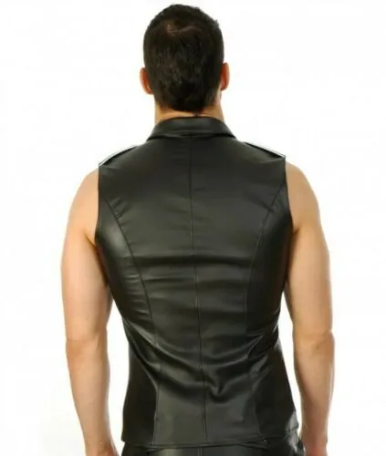 Men's Black Genuine Leather vest