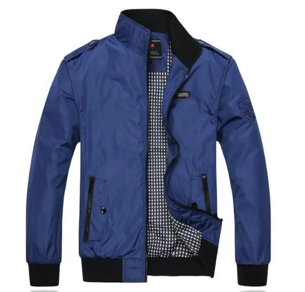 Mens Casual Daily Zipper Stand Collar Jacket