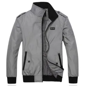 Mens Casual Daily Zipper Stand Collar Jacket
