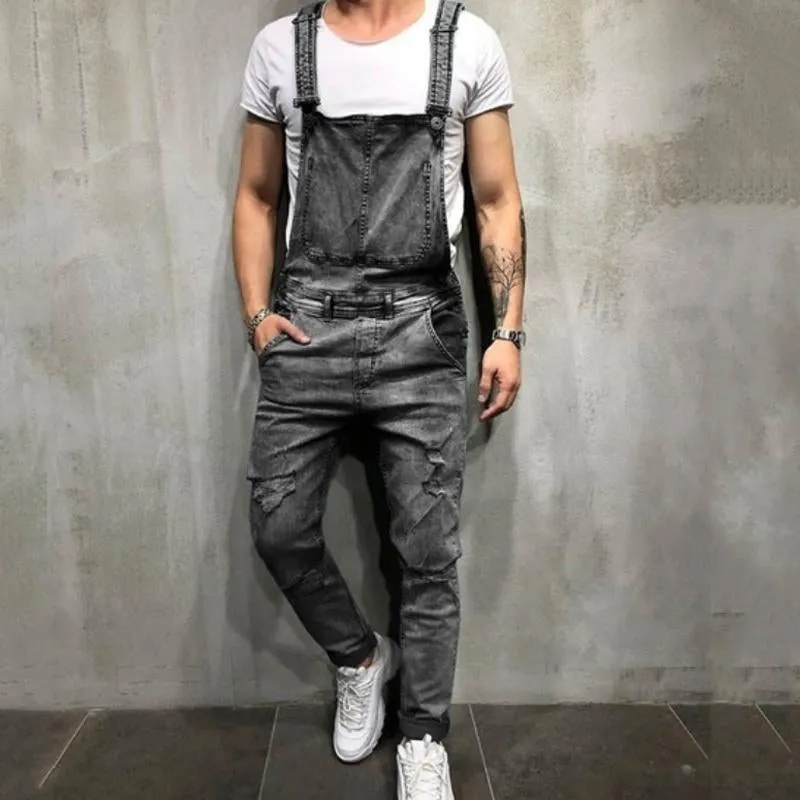 Men's Casual Ripped Denim Jumpsuit 71368667Y