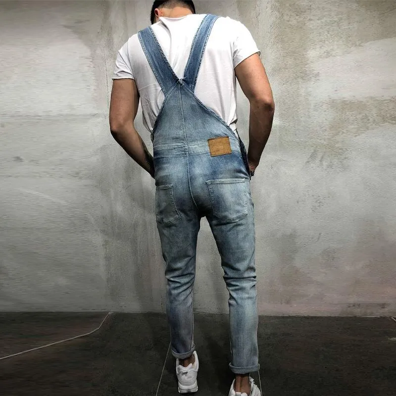 Men's Casual Ripped Denim Jumpsuit 71368667Y