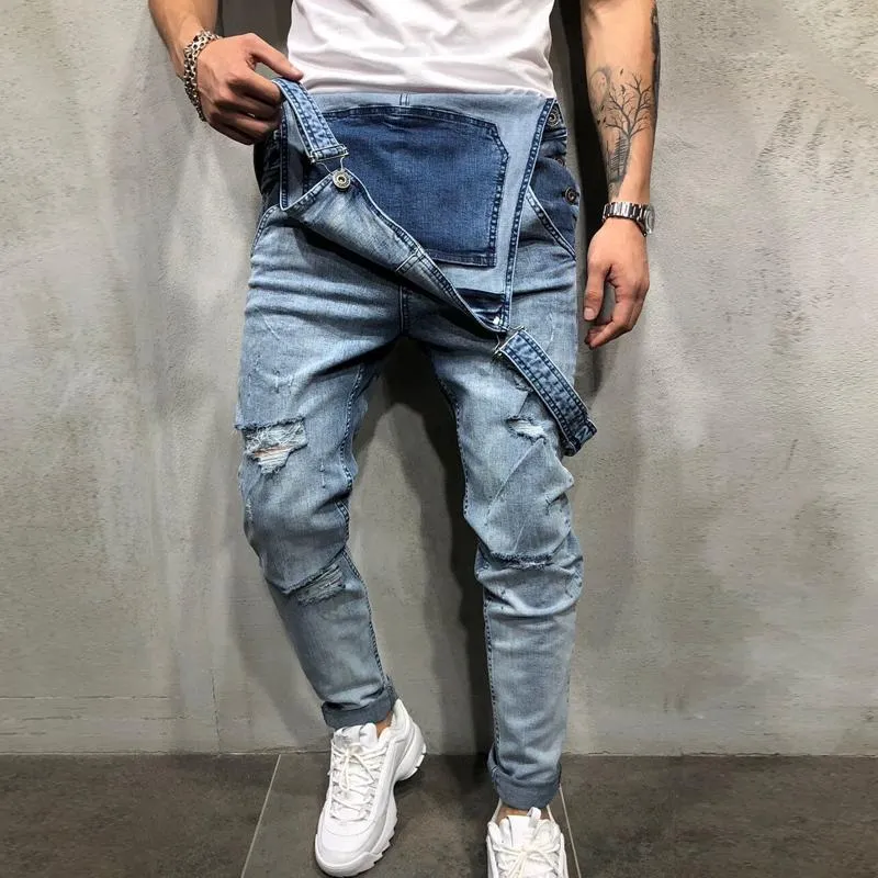 Men's Casual Ripped Denim Jumpsuit 71368667Y