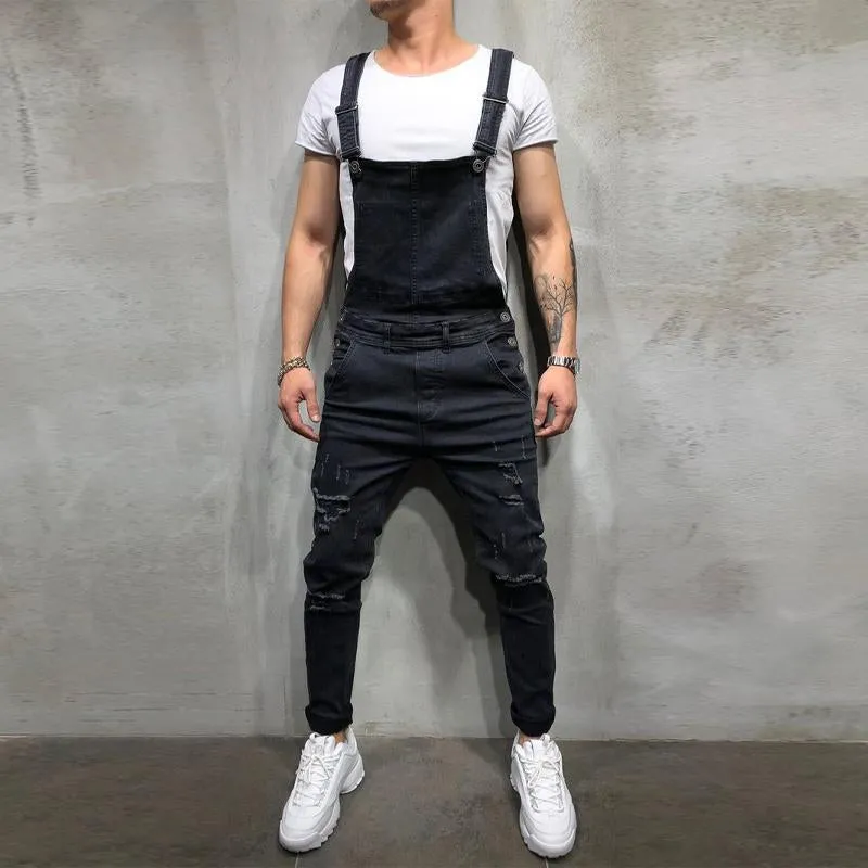 Men's Casual Ripped Denim Jumpsuit 71368667Y